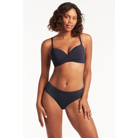 NWT Eco Essentials Cross Front Moulded Cup Bra US 4 sealove navy bikini push up - Picture 2 of 10
